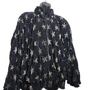Vintage Jacket Resort Wear Fabulous Accordion Black Gold Stars Windbreaker Marsh